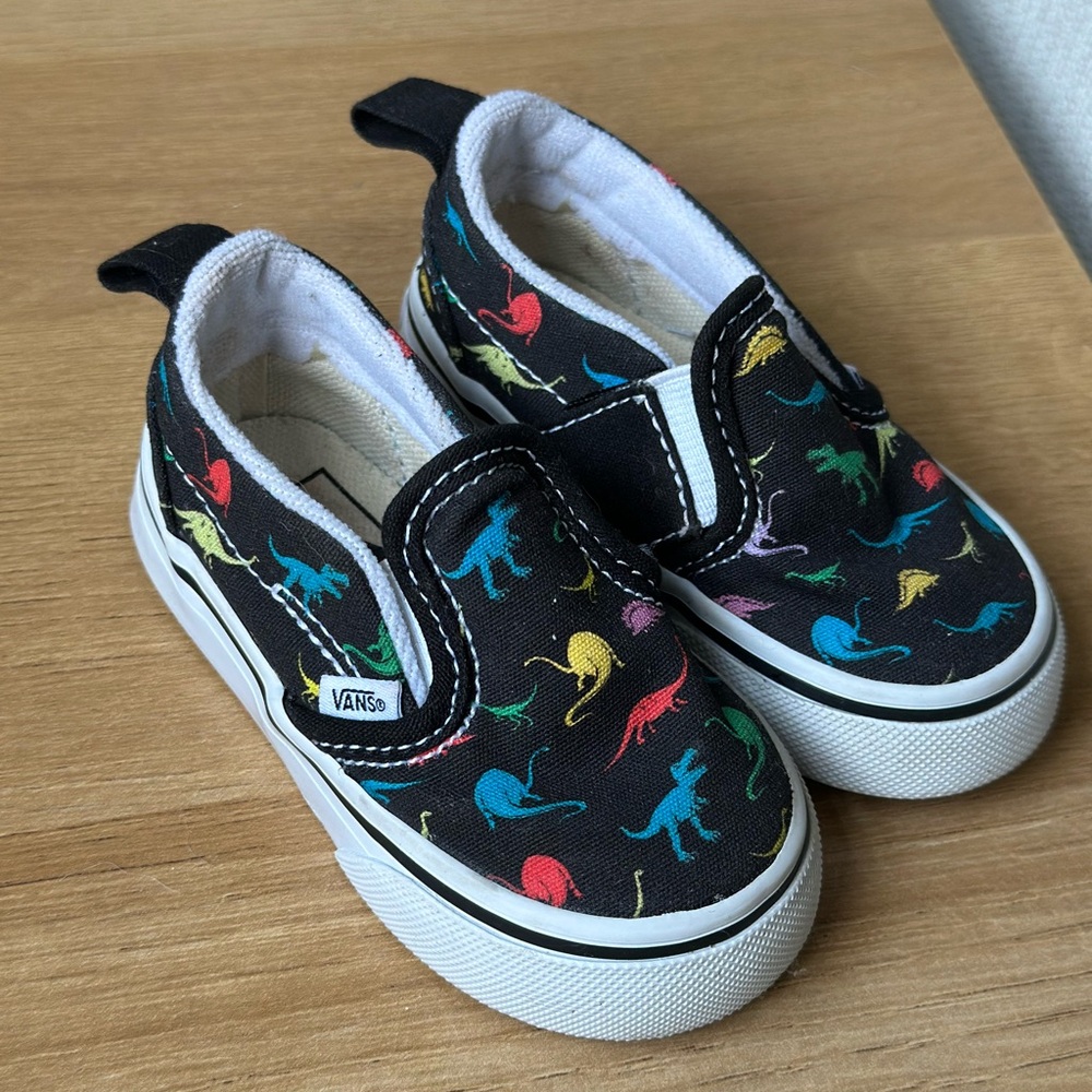 Vans Kids Multicolor Dinosaur Slip-On Sneakers - Black